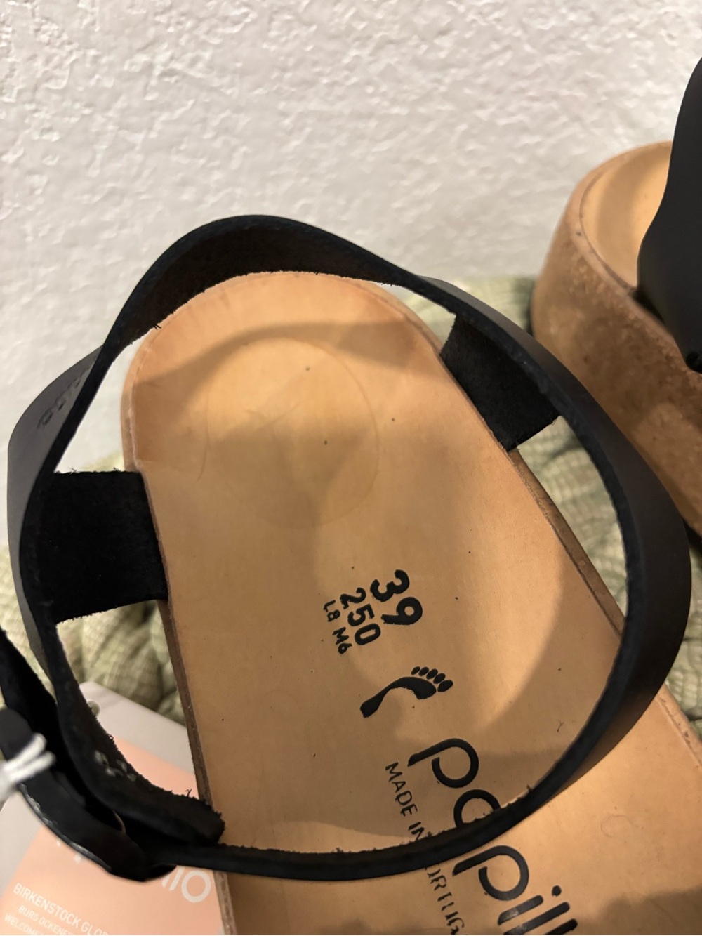 NEW Birkenstock Papillio Glenda Black Teddy Shearling Leather Ankle Strap Sandal - Picture 6 of 9